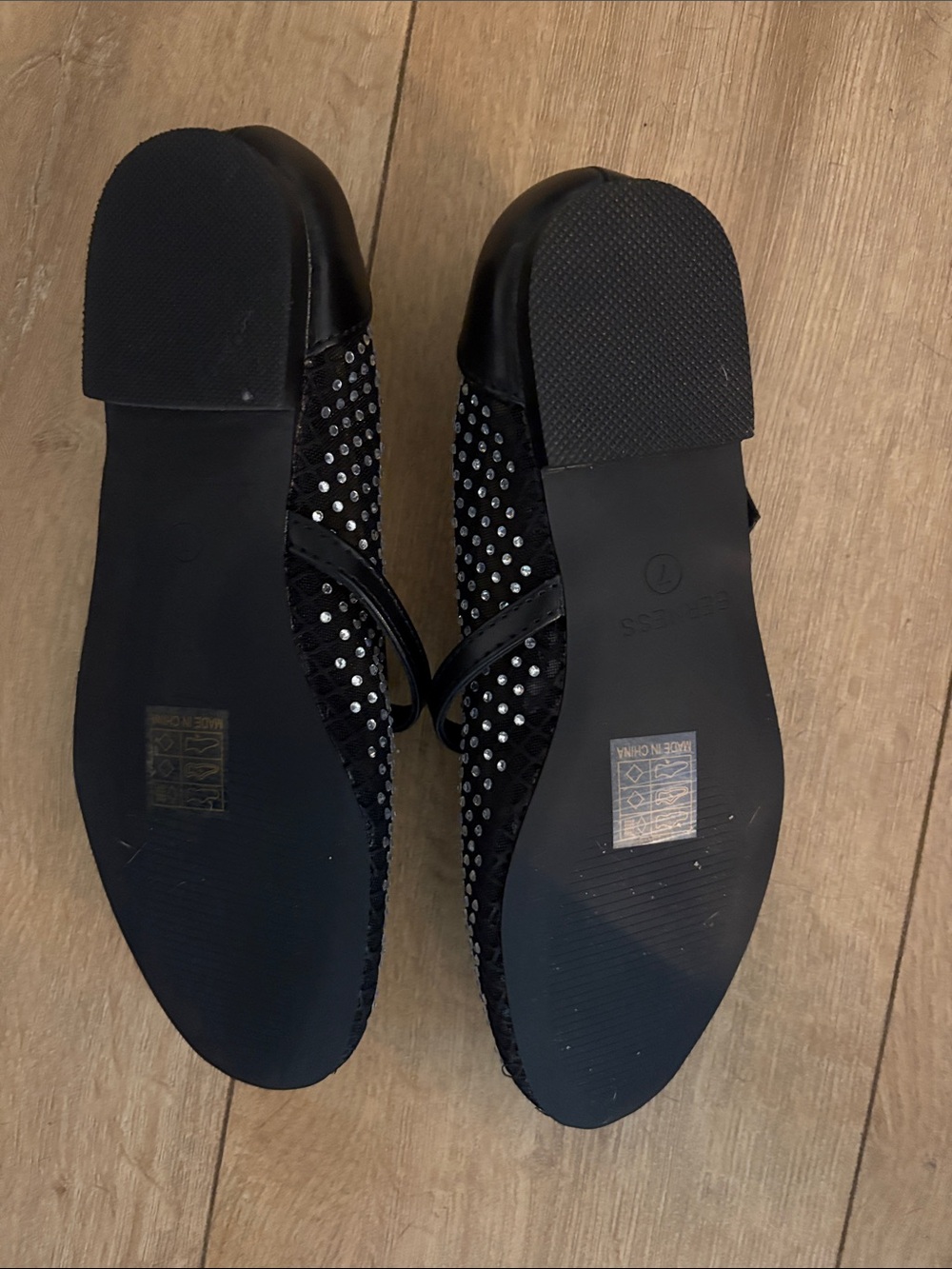 BERNES- Black Rhinestone Mary Jane Flats - Women's Sparkle Dress Loafers - Picture 3 of 3